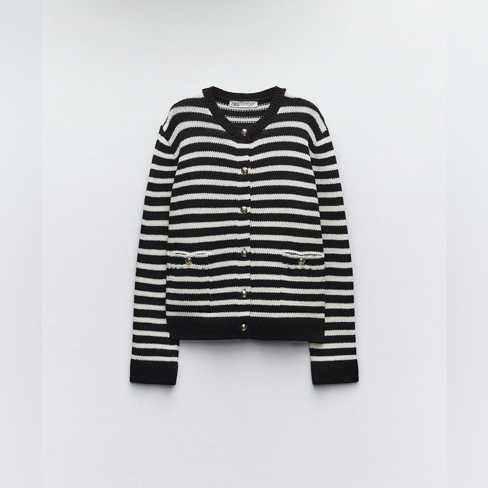 ZARA Knit Cardigan with Golden Buttons